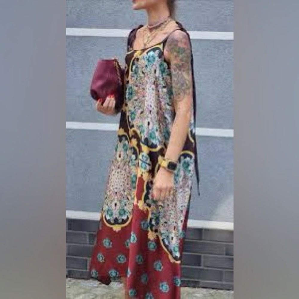 Zara Multicolor Patterned Midi Dress